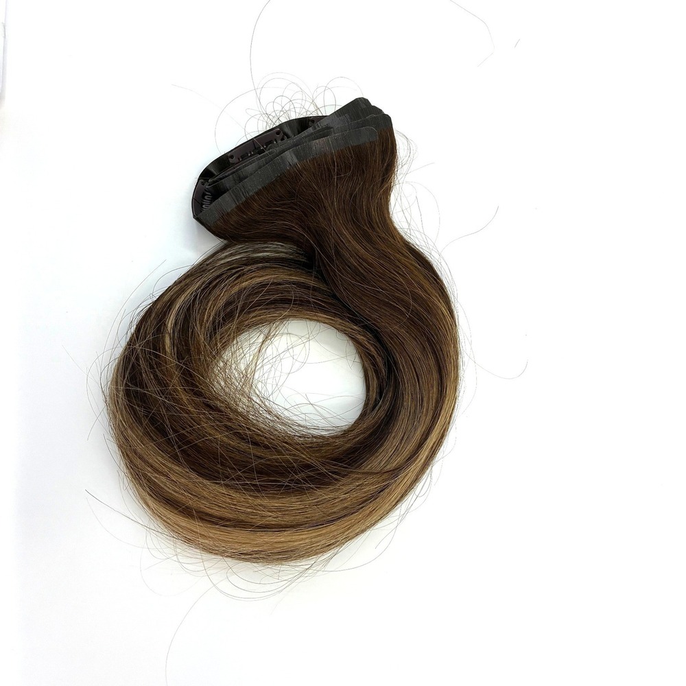 Glam Seamless InvisiClip Hair Extensions HBB Honey Bronzed Brown 7 Wefts 20"170g